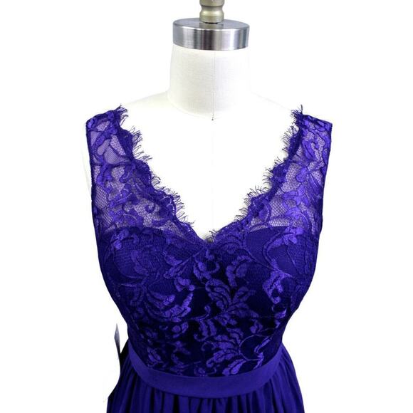 Azazie Purple Chiffon Dress NWT$139 Sz 6 34-27-37 Bridesmaid Formal Knee Length - Picture 5 of 6